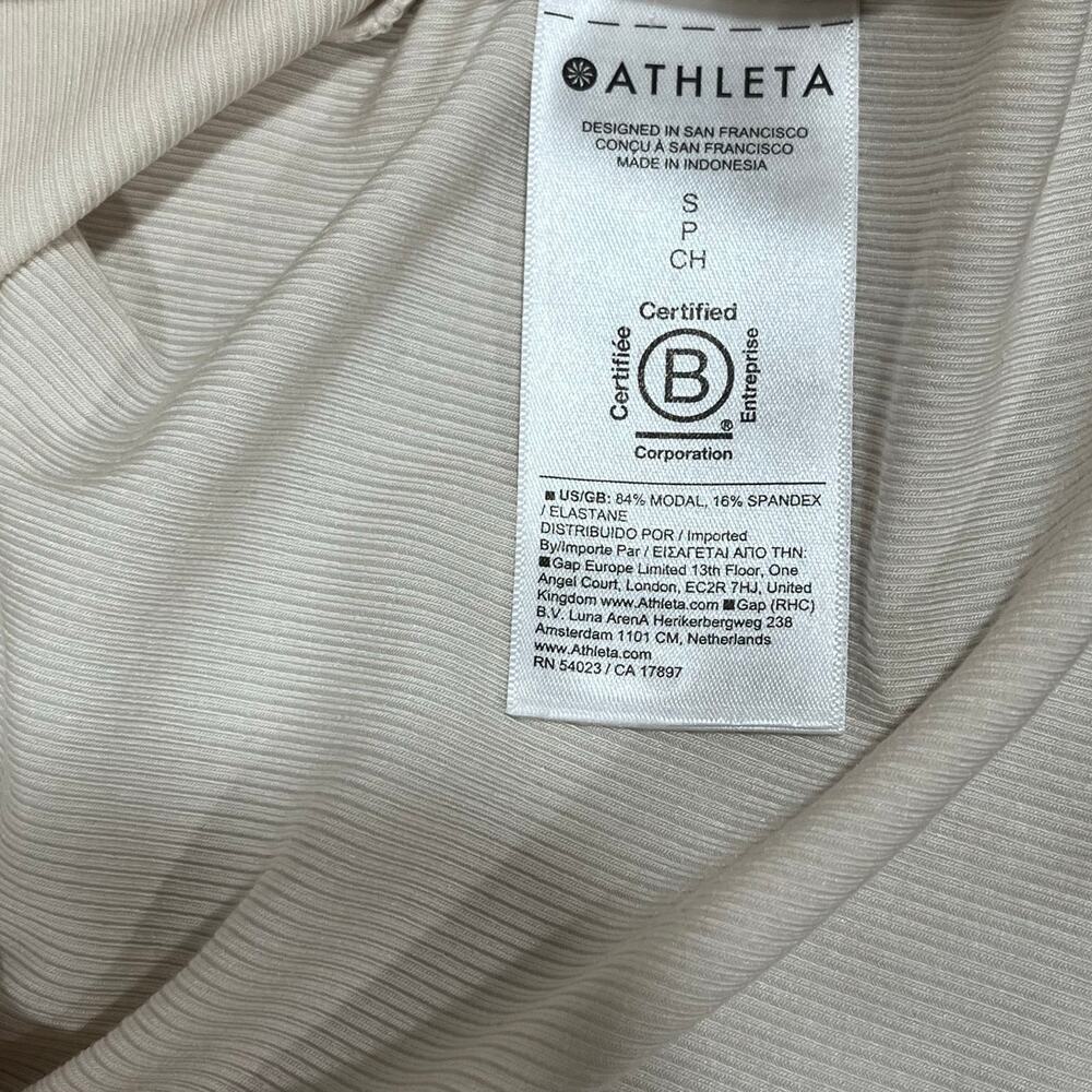 ATHLETA | NWOT Signature Rib Square Neck Long Sleeve Top Small Ivory - Picture 5 of 8